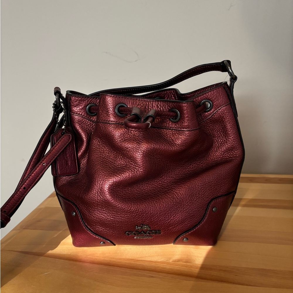 Coach Dark Red Leather Crossbody Bag